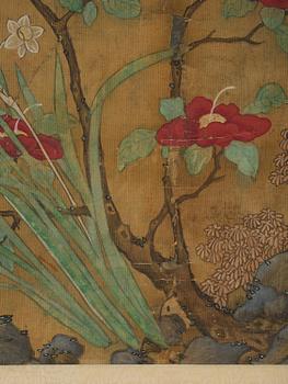 A Chinese scroll painting by anonymous artist, ink and colour on paper, Qing dynasty, 18th/19th century.