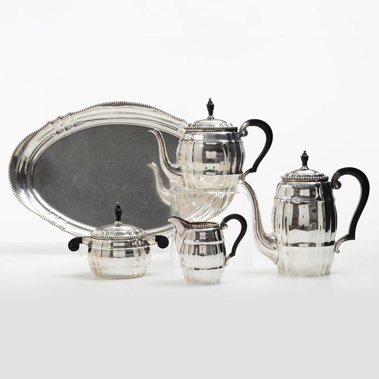 Coffee service, 5 pieces, silver, Hermann Walter, Germany, first half of the 20th century.