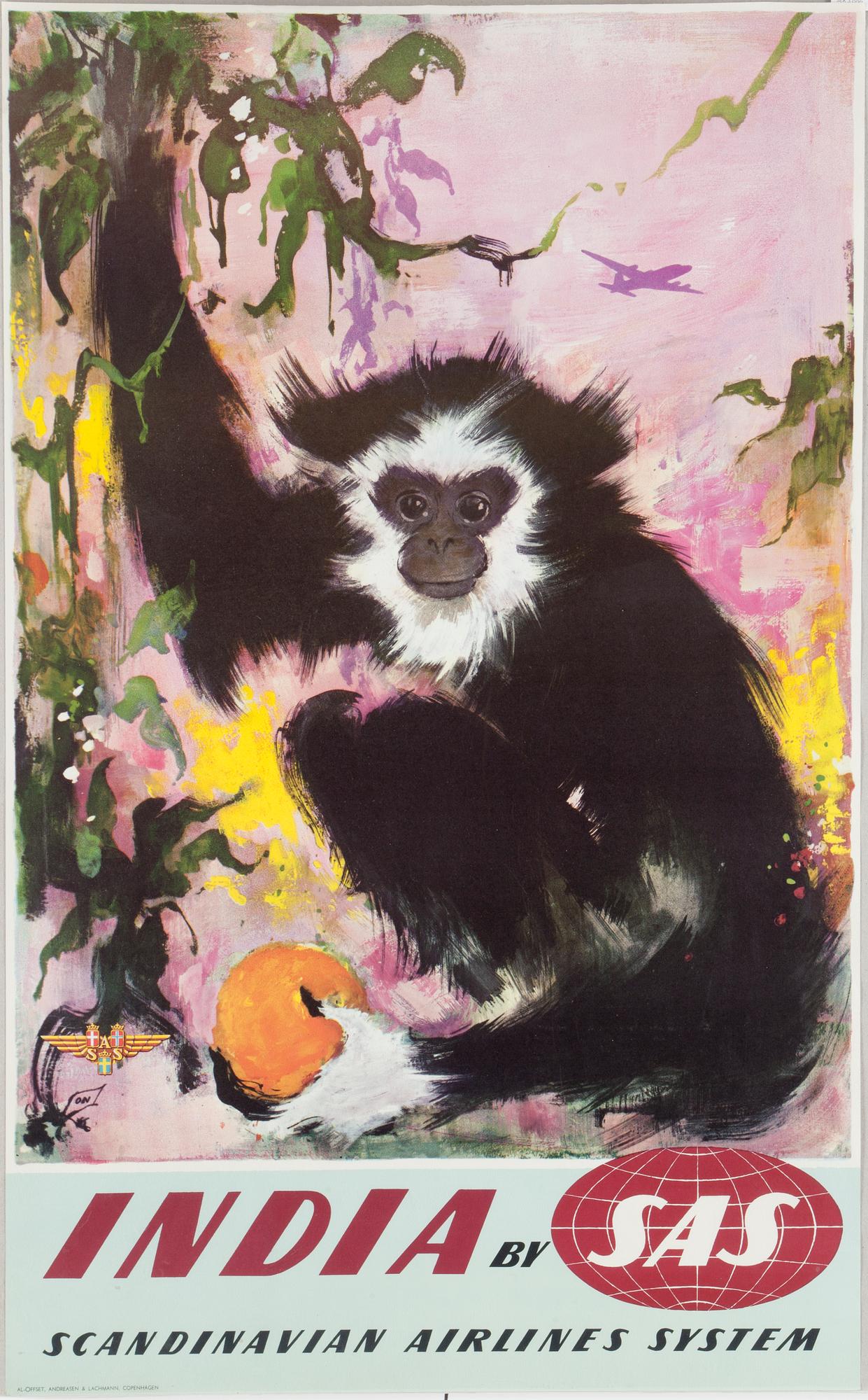 AFFISCHER, 2 stycken, SAS, Otto Nielsen, 1900-talets mitt.