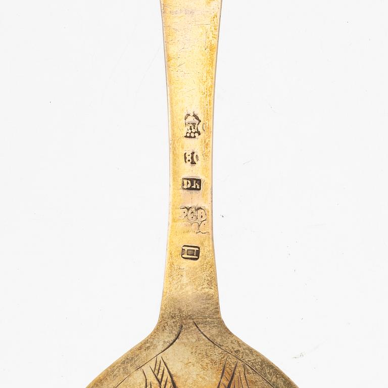 Peder Christensen Beyer, sked, förgyllt silver, Bergen, Norge (verksam 1774-1808).