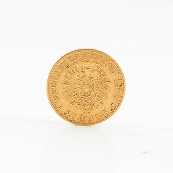 Gold coin 20 Mark 1878 German Empire (Prussia) Wilhelm I.