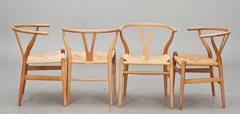 KARMSTOL. 4 st. "Y-stolen". Hans Wegner för Carl Hansen & son, Odense.