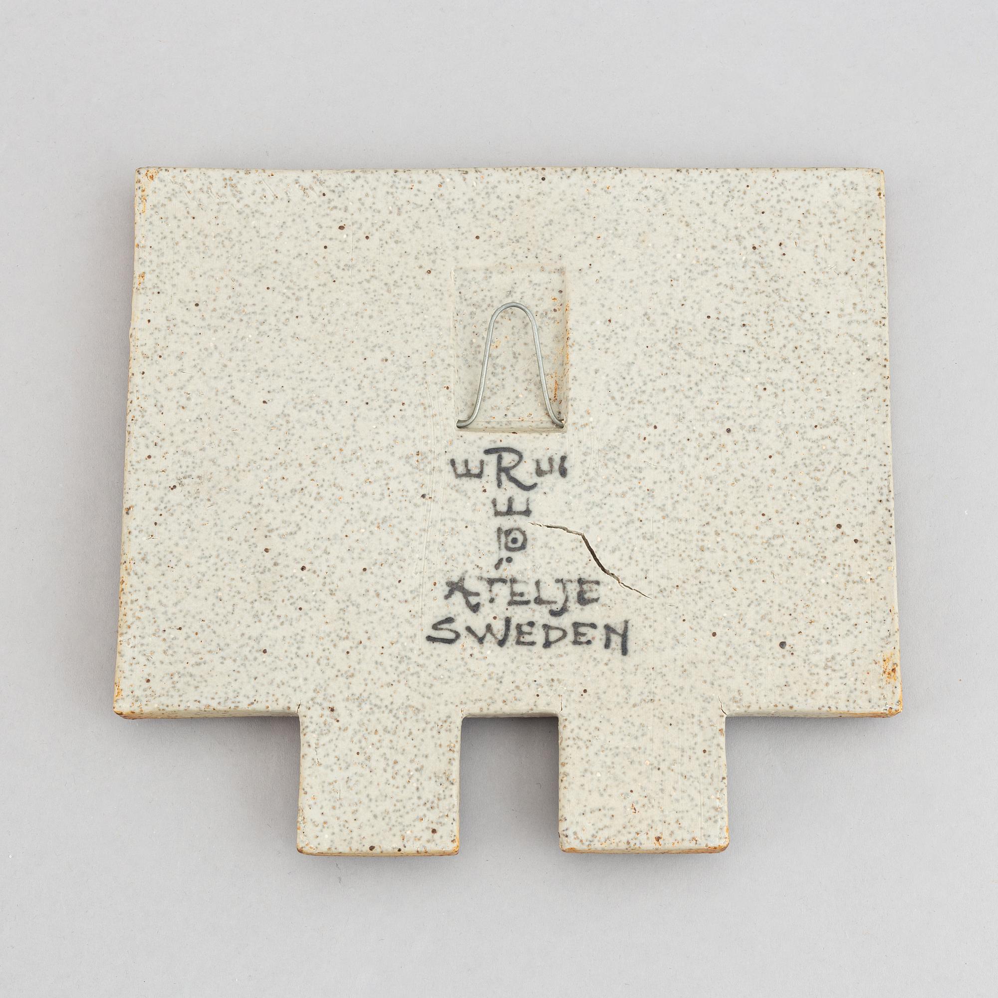 Inger Persson, an earthenware wall relief, Rörstrand Atelje,