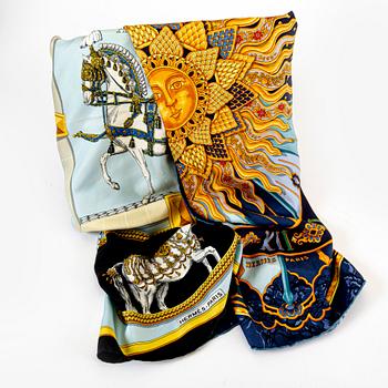 Hermès, two silk scarves.