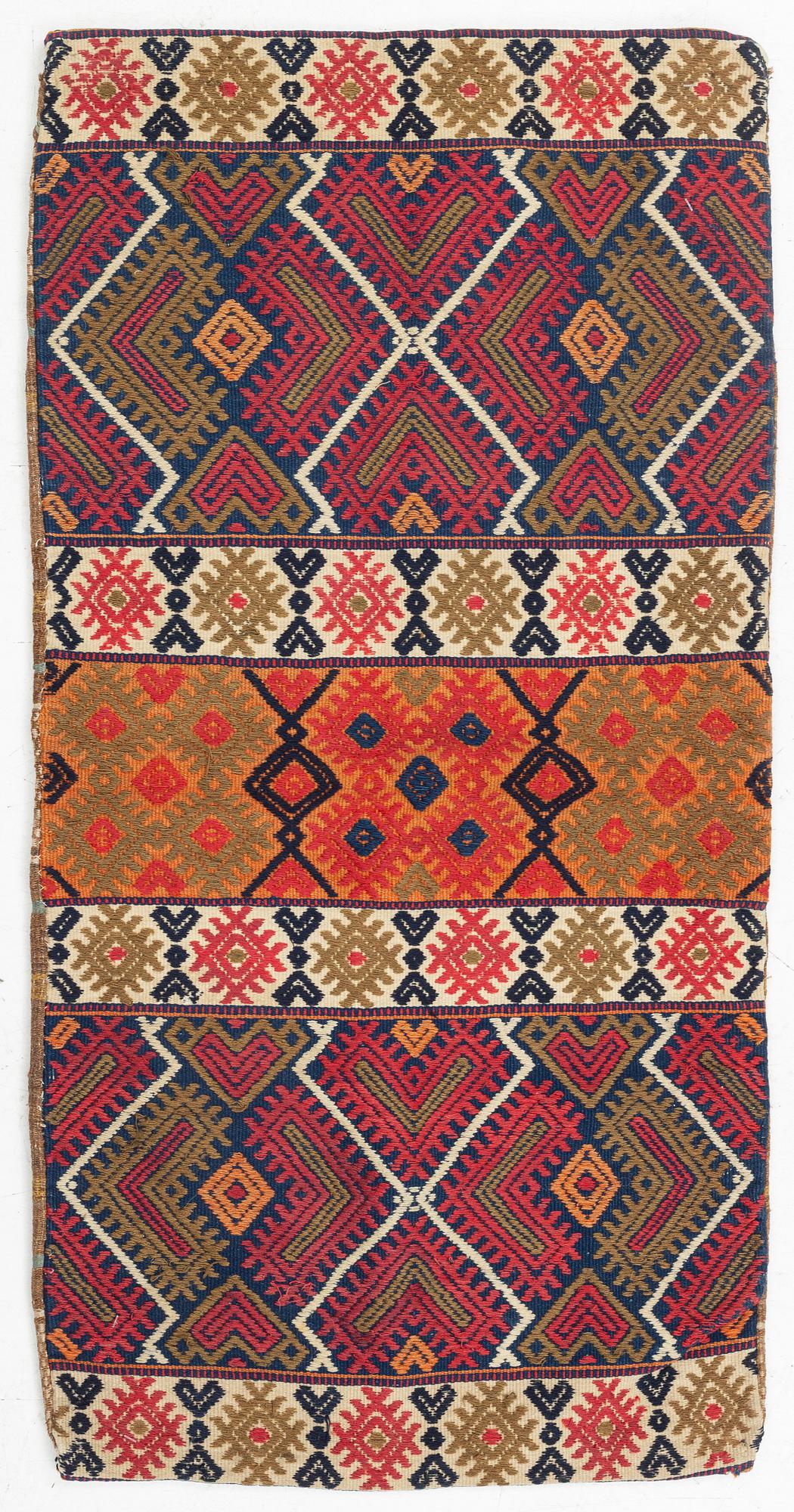 Carriage cushion, early 19th Century, c. 105 x 52 cm.