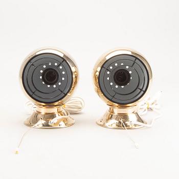 Vägglampor, ett par, abo Randers, "Guld-magnetlampe", Danmark, 1970-tal.