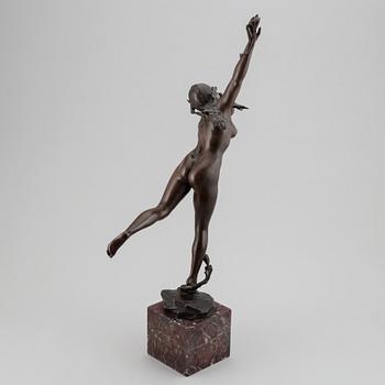 JULES DERCHEU, efter. "Daphné poursuivie par Apollon". Skulptur. Signerad. Brons, höjd 69 cm (inklusive sockel).