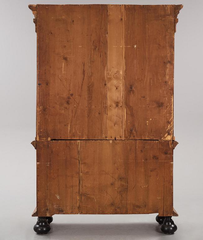 A Swedish late Baroque burr-alder cabinet, Stockholm, first part 18th century.