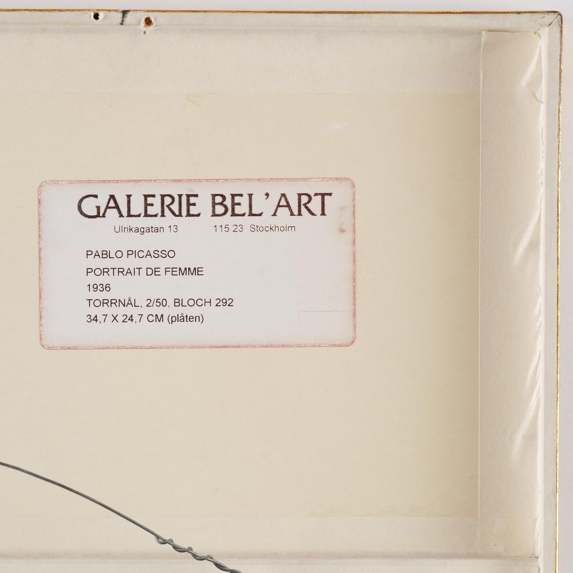 Pablo Picasso, "Portrait de Dora Maar au Chignon II".