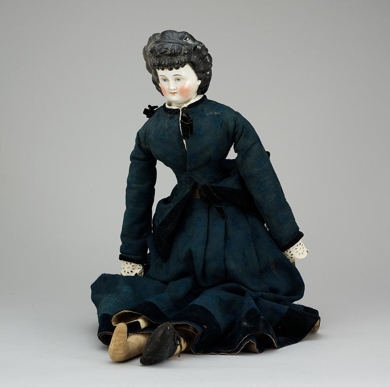 A German "China-head" lady doll, about 1870-80.