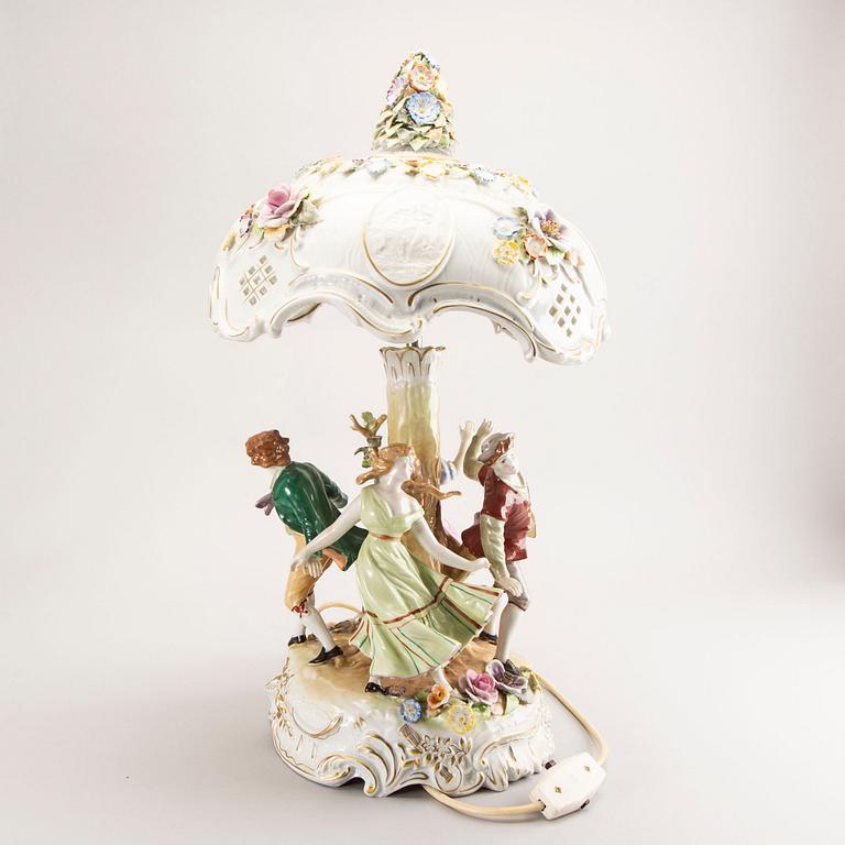 A PMP (Porcelain Manufactory Plaue) table lamp, Germany, later part of the 20th century.