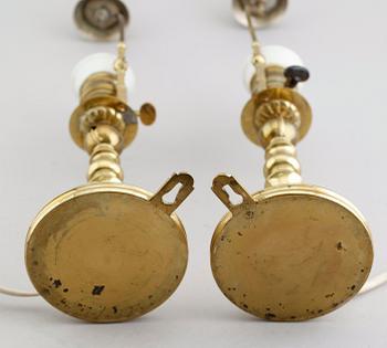 BORDS/VÄGGLAMPOR, 1 par, mässing, 1800-/1900-tal.