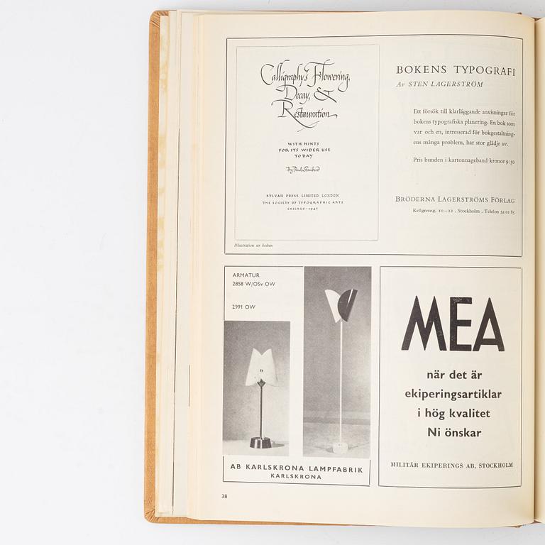 Svenska Slöjdföreningens Tidskrift, 9 band, 1955-1963.