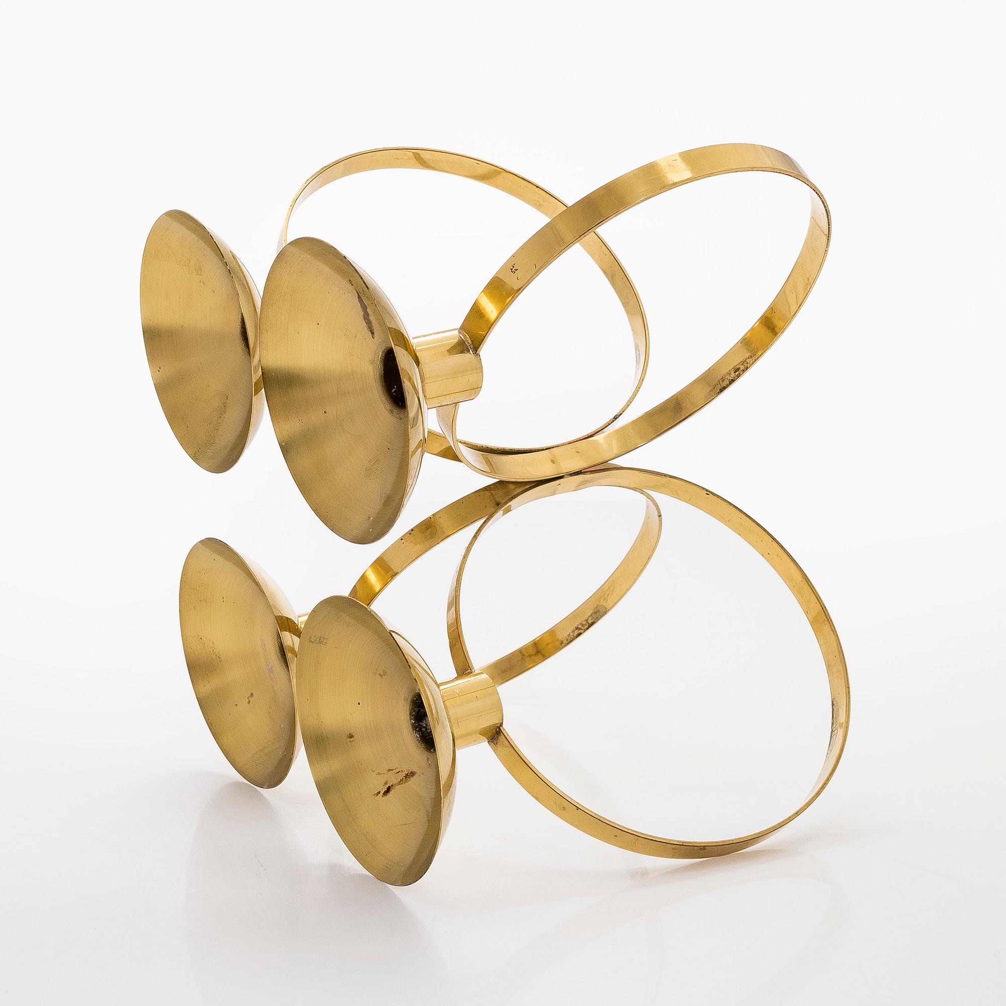 Kaija Aarikka, A 'Pöytälukki' brass candelabrum, Aarikka Finland. Model designed in 1974.