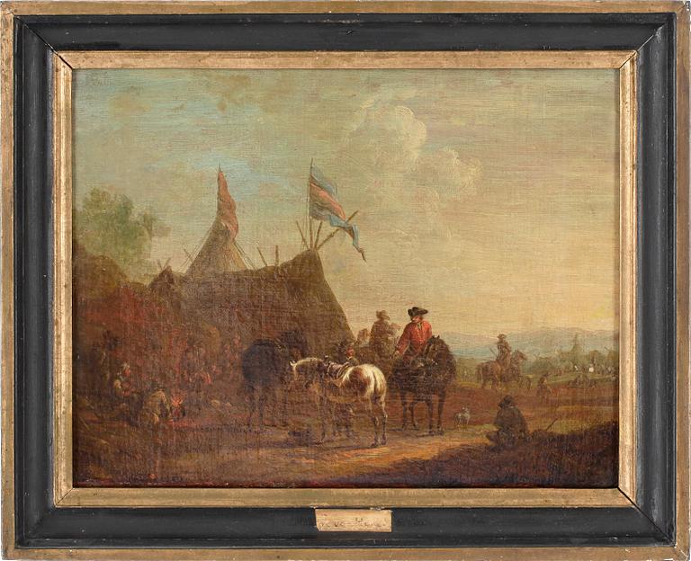 Robert van den Hoecke Tillskrivna, Fältläger med figurer och hästar.