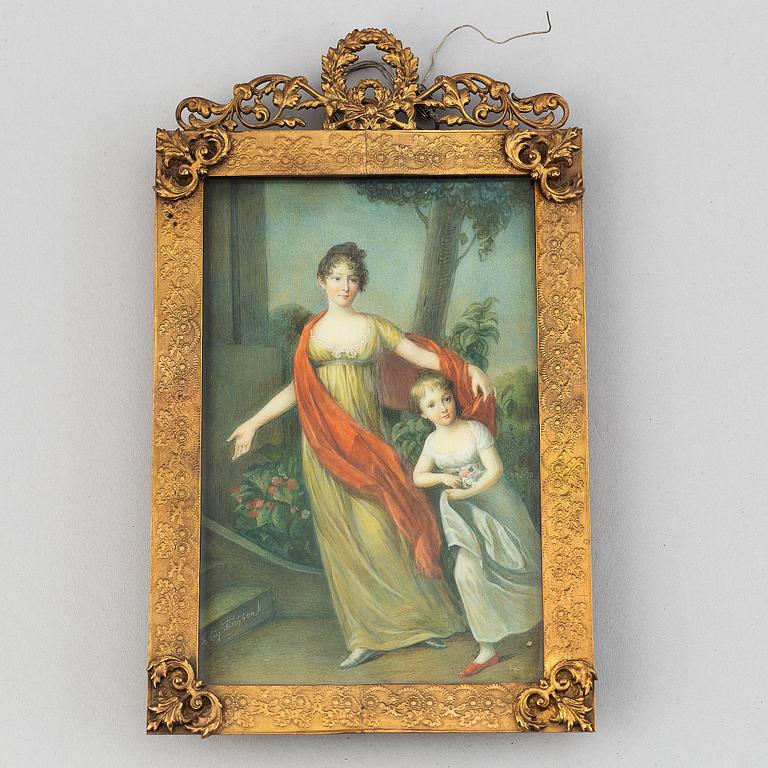 Unknown artist 19th Century. Miniature. With signature.