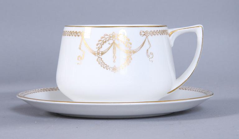 KAFFEKOPPAR MED FAT, 13 st, porslin, Rörstrand, jugend, 1900-talets första kvartal.