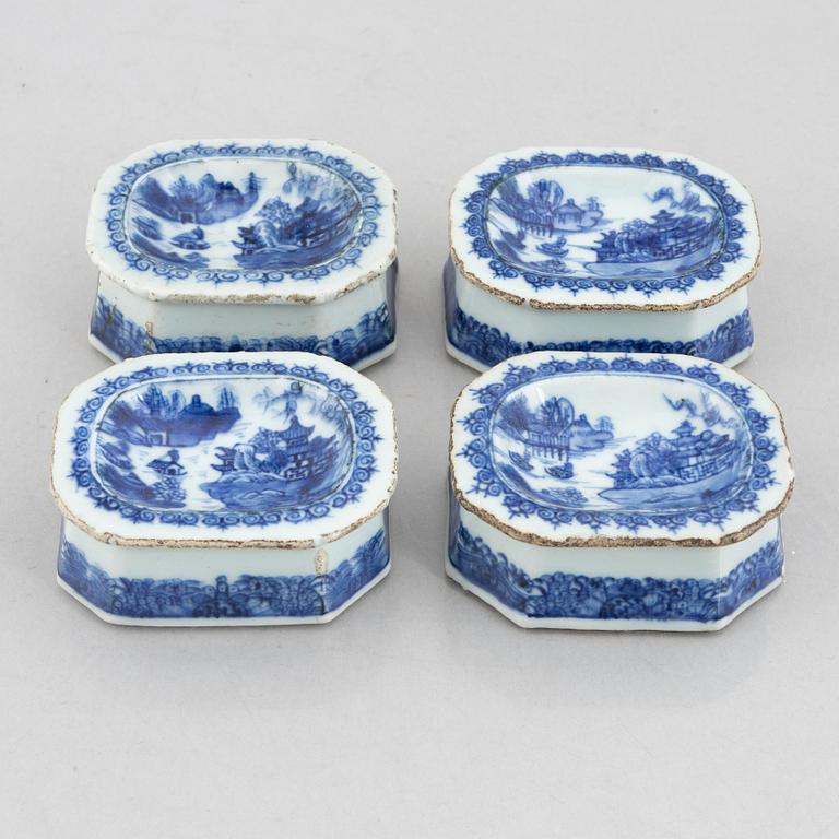 Saltkar, 2 par, exportporslin, Kina, Qing dynastin, 1700/1800-tal.