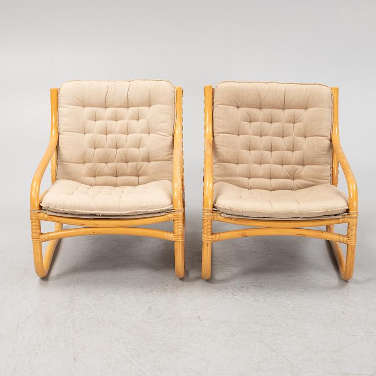 A bamboo and rattan three-piece 'Baden' furniture suite, IKEA, 1970's.