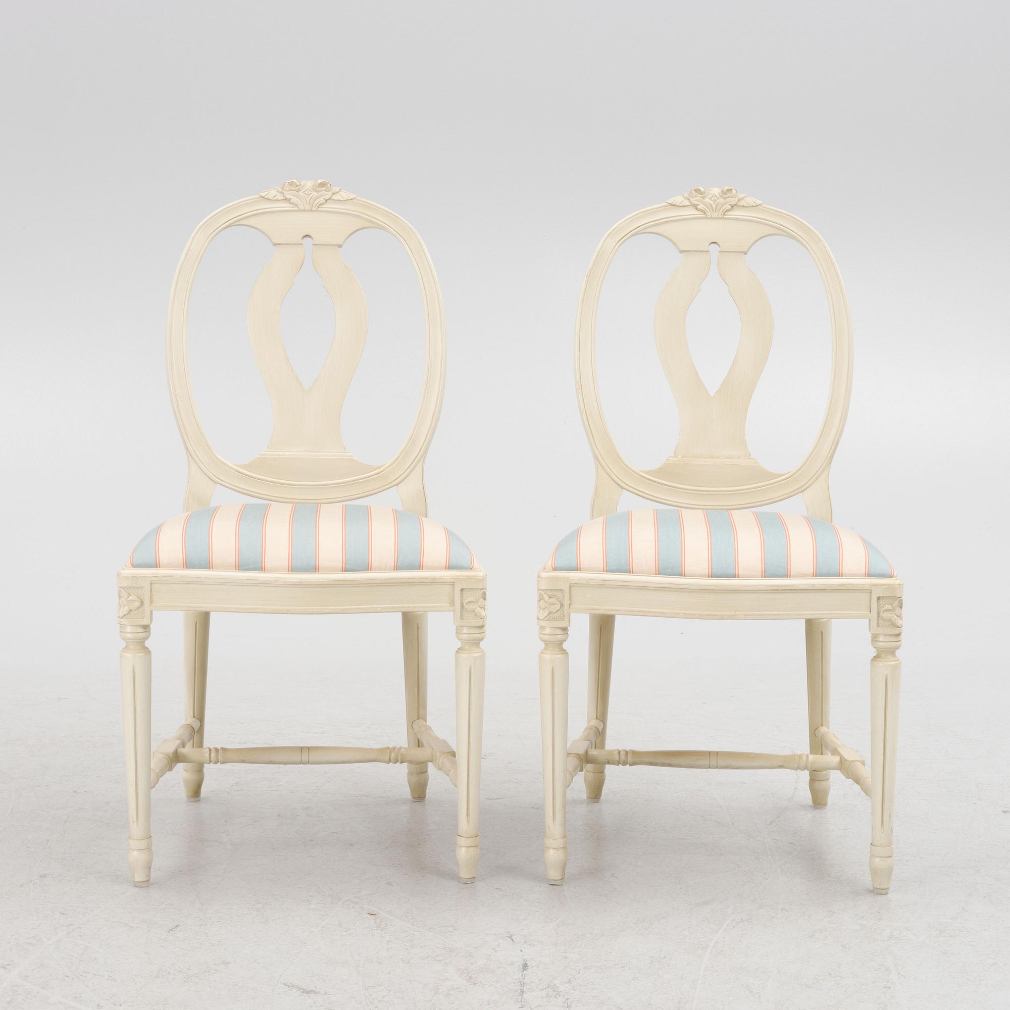 Ten Gustavian style chairs, Åmells.
