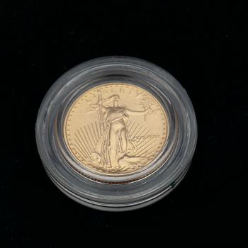 GULDMYNT, 23 k guld, 5 dollar, USA, 1989. Vikt ca 3,3g.