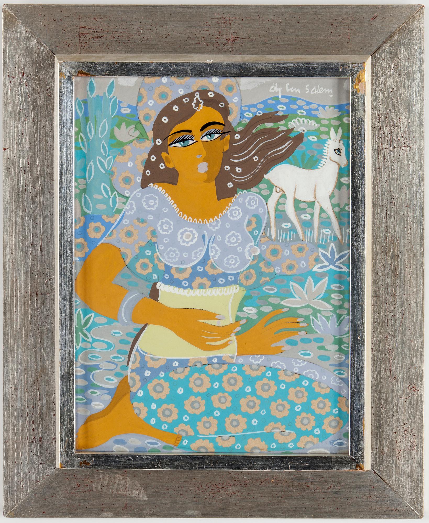 ALY BEN SALEM, gouache, signerad.