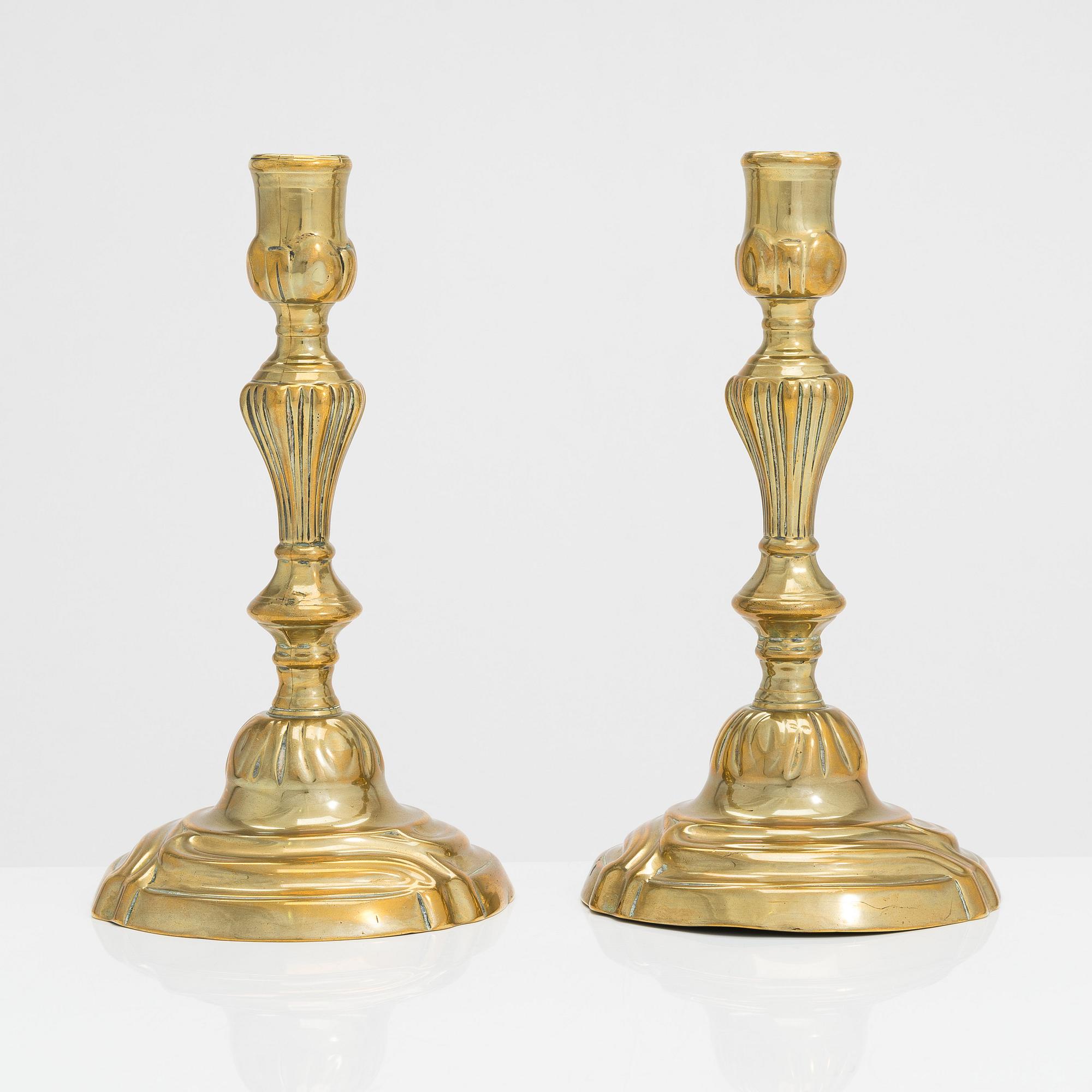 A pair of mid-18th century candlesticks France.