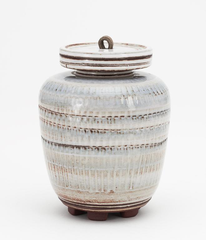 A Wilhelm Kåge 'Farsta' stoneware lidded urn, Gustavsberg studio 1959.