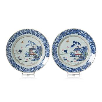 1041. Fat, ett par, kompaniporslin. Qingdynastin, Qianlong (1736-95).