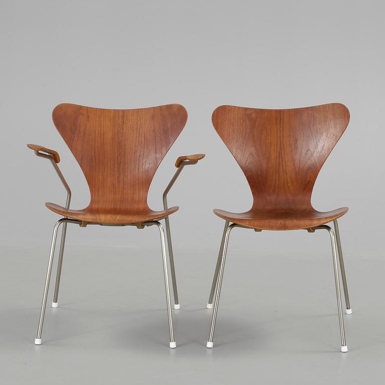 STOLAR, 2 st, Arne Jacobsen, Fritz Hansen, 1960-tal.