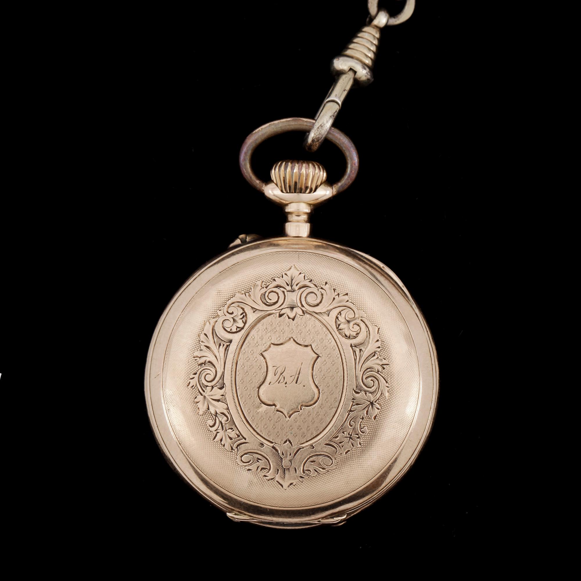 FICKUR, 14k guld, 1900-talets början. Total vikt ca 42,4 gram.