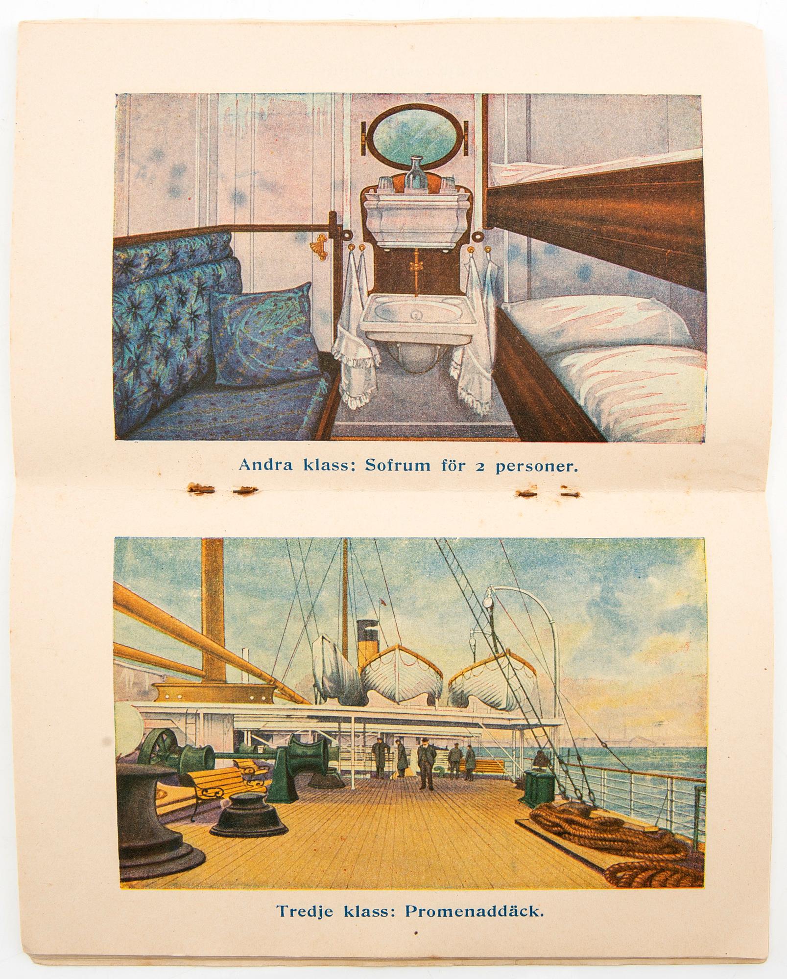 Brochure "White Star Line" as well as a framed photo of "Titanic".