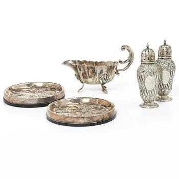 Table accessories, 5 pieces, silver.