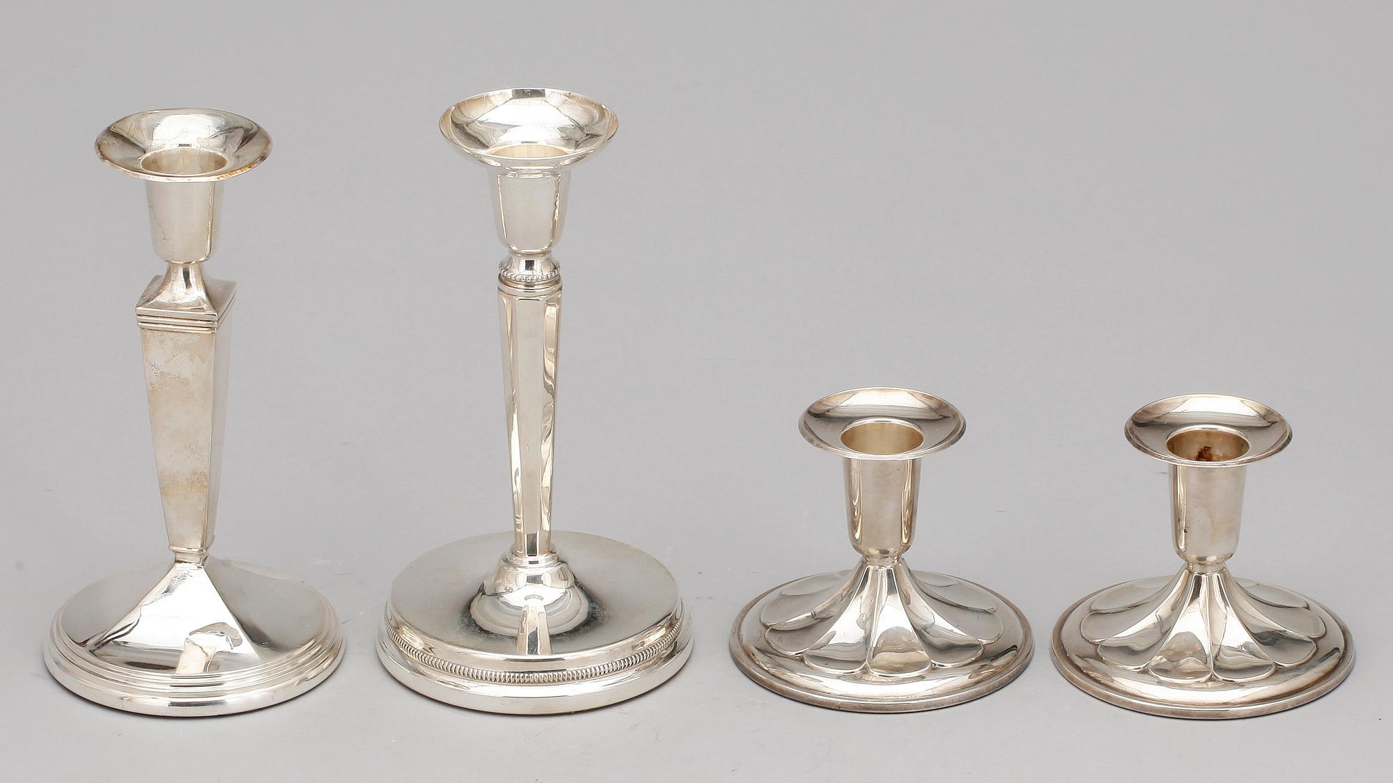 LJUSSTAKAR, 4 st, silver, bla Ceson, Göteborg 1972.