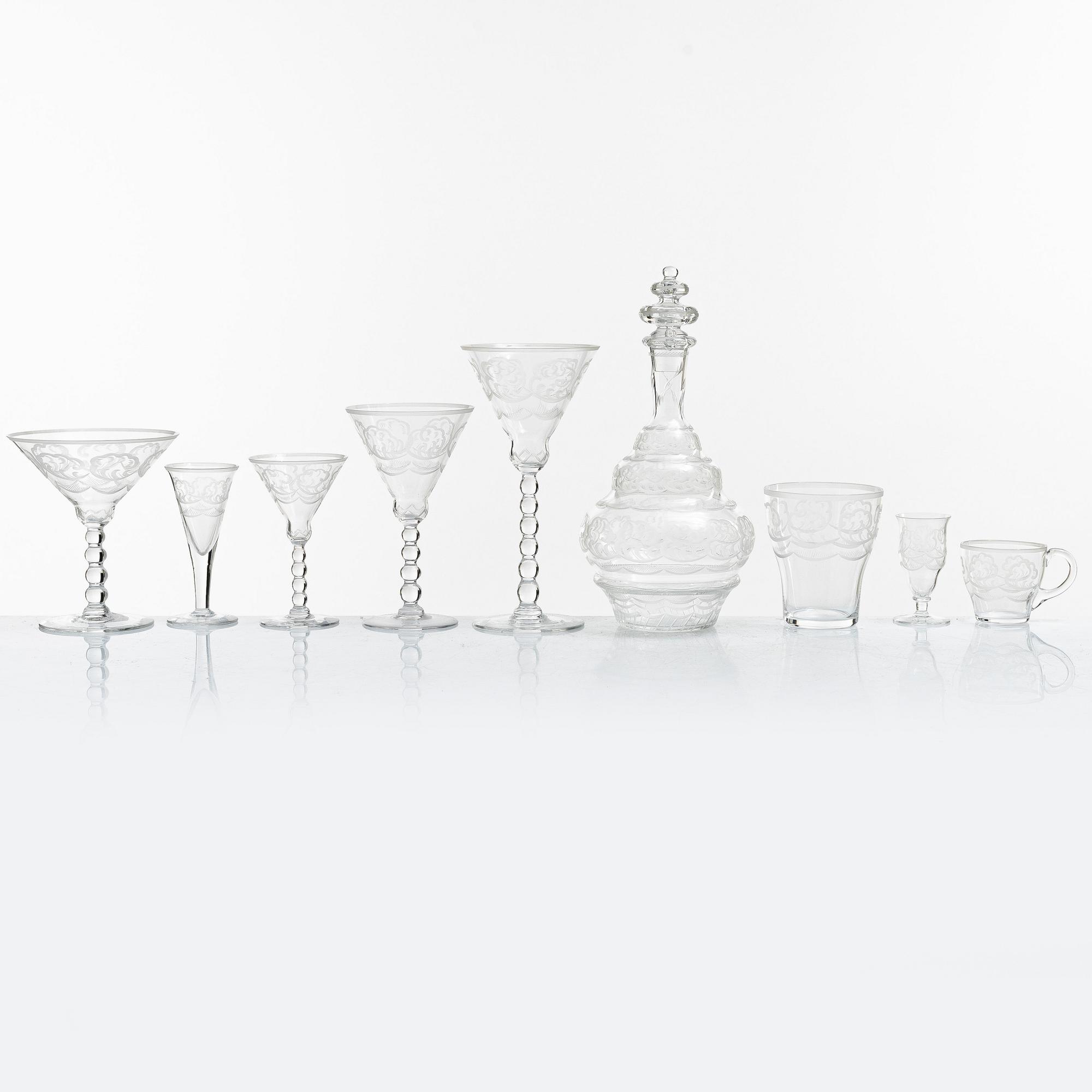 Simon Gate, a 61-piece 'Molnet' glass service, Orrefors.