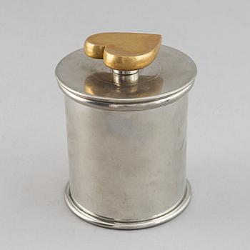 Estrid Ericson, a pewter and brass jar with cover by Svenskt Tenn, Stockholm 1993.