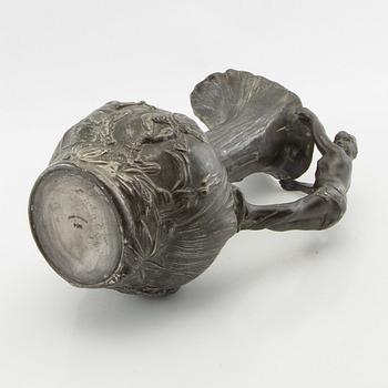 Jean-Maurice Petizon, Vase, Art Nouveau, pewter, France.