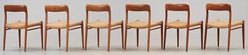 NIELS OLE MØLLER, stolar, 6 st, JL Møller, Højberg, Danmark 1950-60-tal.