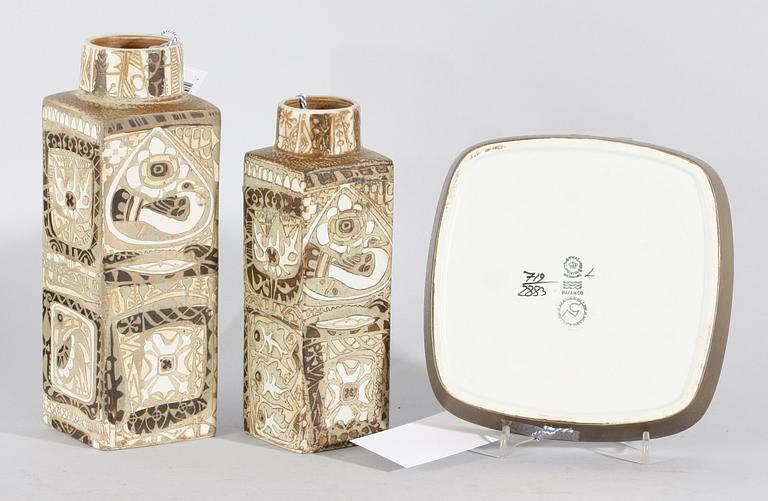 VASER 2 st samt FAT, keramik. Nils Thorsson, Kunglig Dansk.