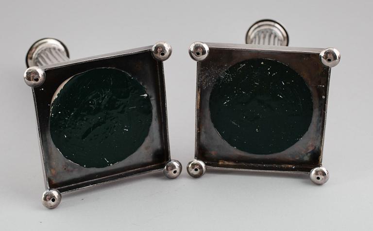 LJUSSTAKAR, 1 par, nysilver, CG Hallberg, 1900-talets första hälft.