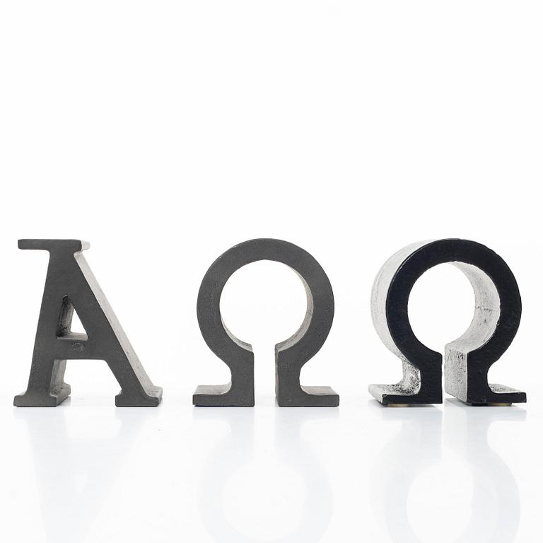 Josef Frank, Bookends, 3 pieces, "Alfa Omega", Firma Svenskt Tenn.