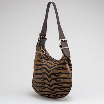 FENDI, Zebra-Printed Jacquard Oyster Bag.