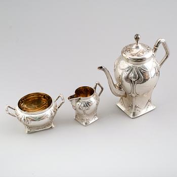 KAFFESERVIS, 3 delar, silver, K Anderson, Stockholm 1911. Vikt ca 931 gram.