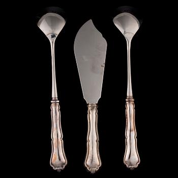 SERVERINGSBESTICK, 9 delar, silver, "Chippendale", bär diverse finska tillverkarstämplar, 1979-1999.