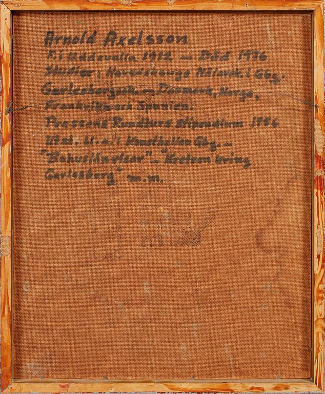 ARNOLD AXELSSON, olja på pannå, signerad.