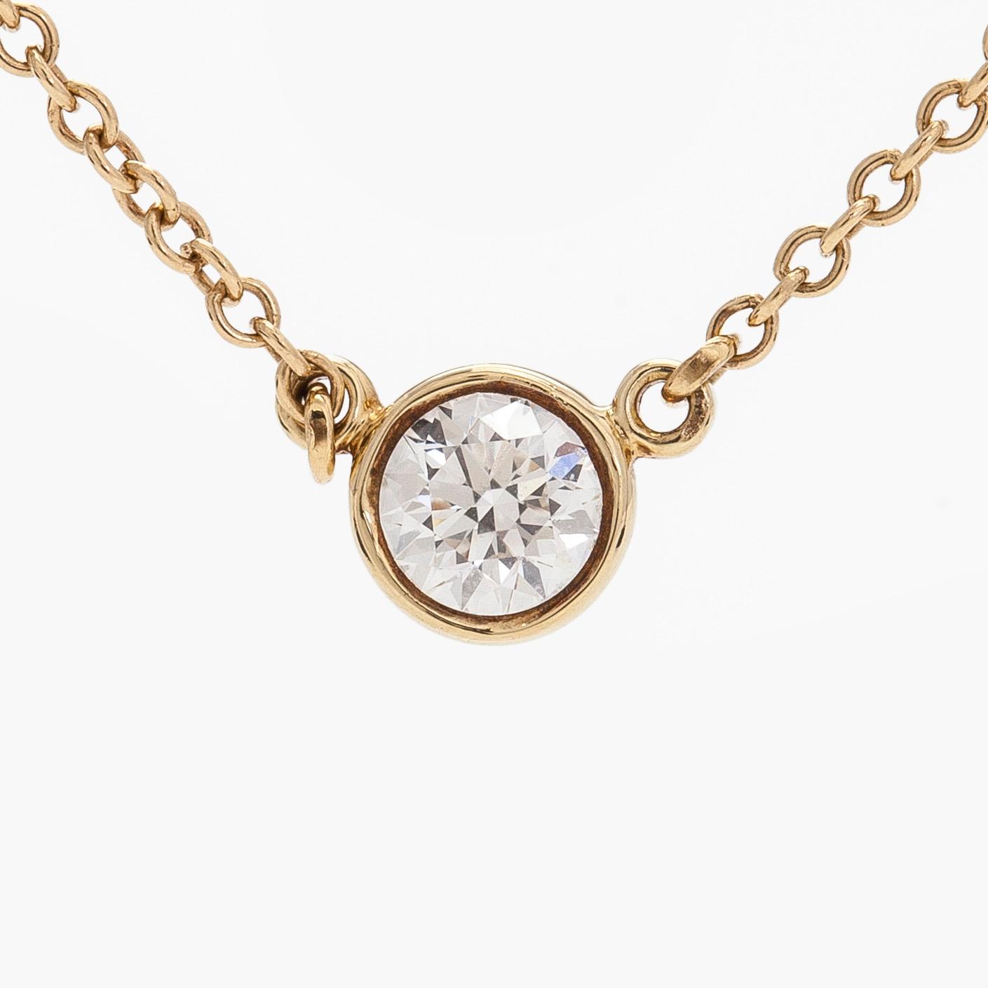 Tiffany & Co, Elsa Peretti, halsband, "Diamonds by the Yard", 18K guld med en briljantslipad diamant.