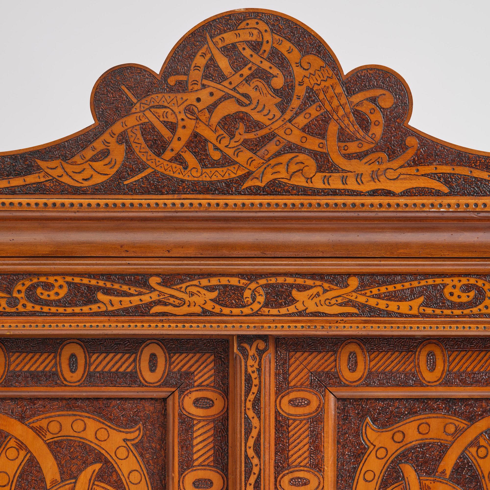 Cabinet, probably Norway, Old Norse style, late 19th century.
