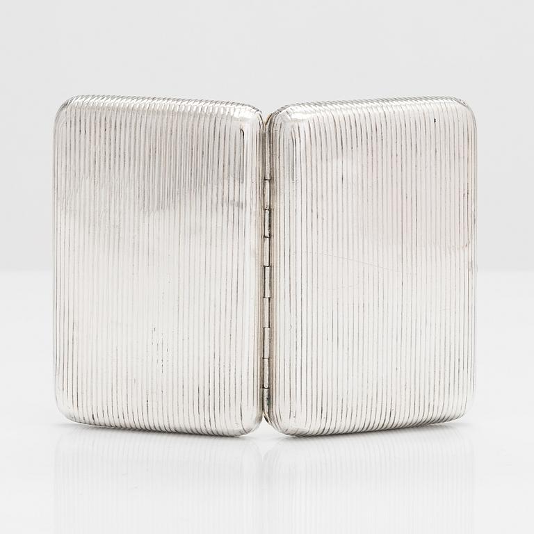 A silver cigarette case, Moscow 1886. Unidentified maker's mark.