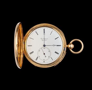 A Jules Jürgensen gold pocket watch, chronograph and repeater. Copenhagen, second half 19th century.