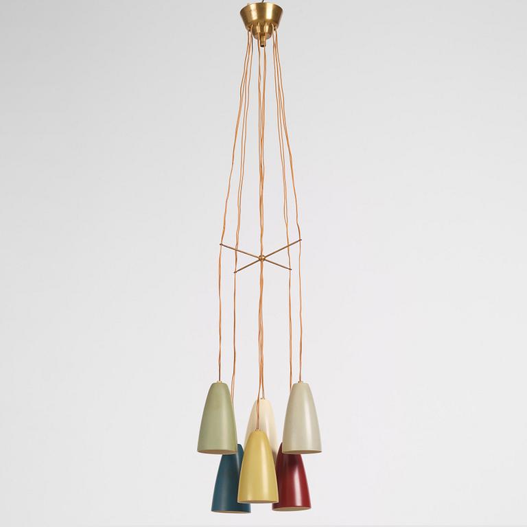 Hans Bergström, taklampa, modell "154/6", ateljé Lyktan, Åhus 1950-tal.